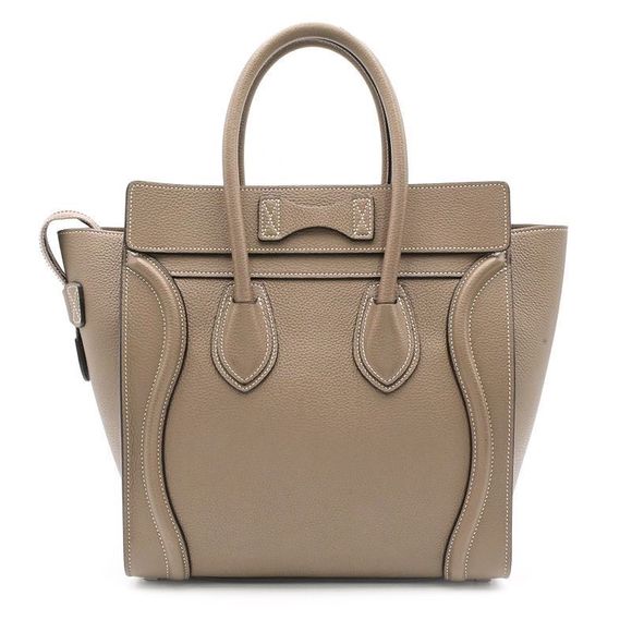 Celine Calfskin Tote Greige Handbag Luggage Suri Drummed - Picture 3 of 7